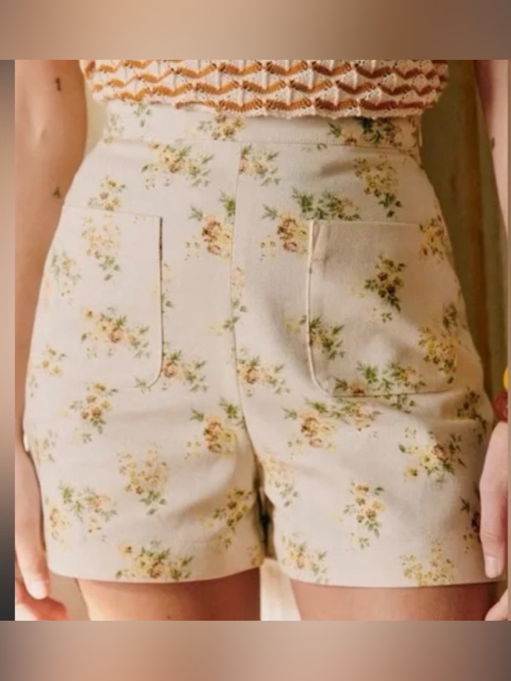 Sezane floral Kenny high waisted shorts